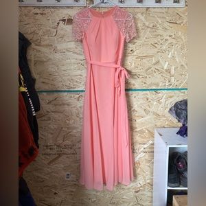 Jjhouse A-line Scoop, Floor length, Chiffon lace bridesmaids dress.